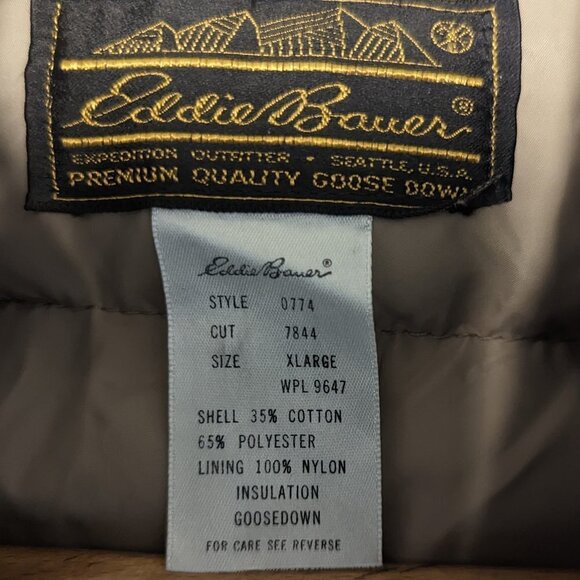 Vintage Goose Down Puffer Eddie Bauer Jacket Size XL Winter Grey - Picture 3 of 10